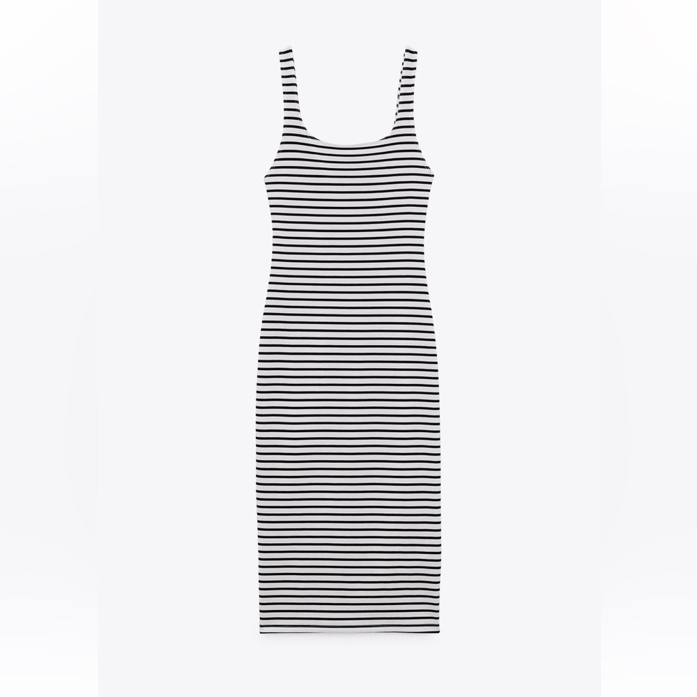 Zara Fitted Striped Black and White Dress